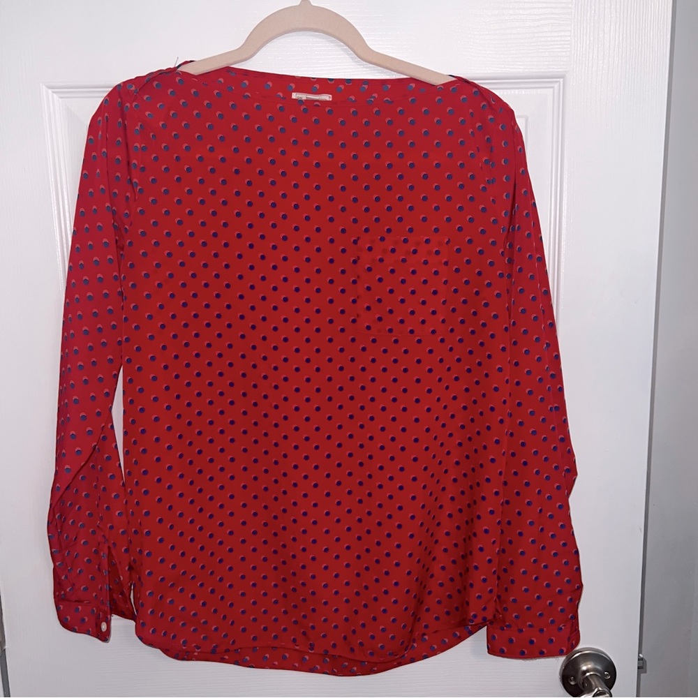 Gap red & blue polka dot blouse